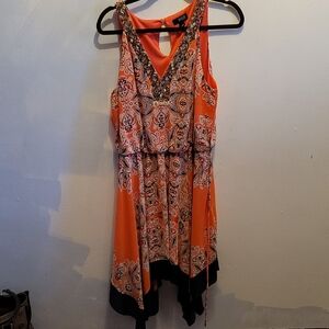 Moa Moa Orange Asymmetrical Halter Sundress